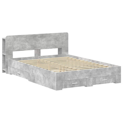 Bed Frame with Storage Concrete Grey 150 x 200 cm