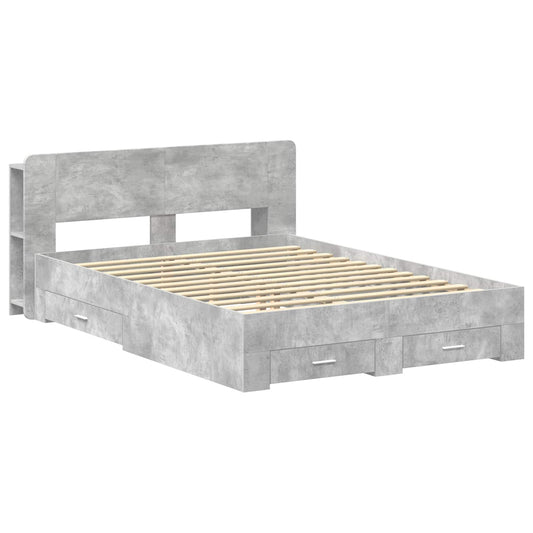 Bed Frame with Storage Concrete Grey 150 x 200 cm