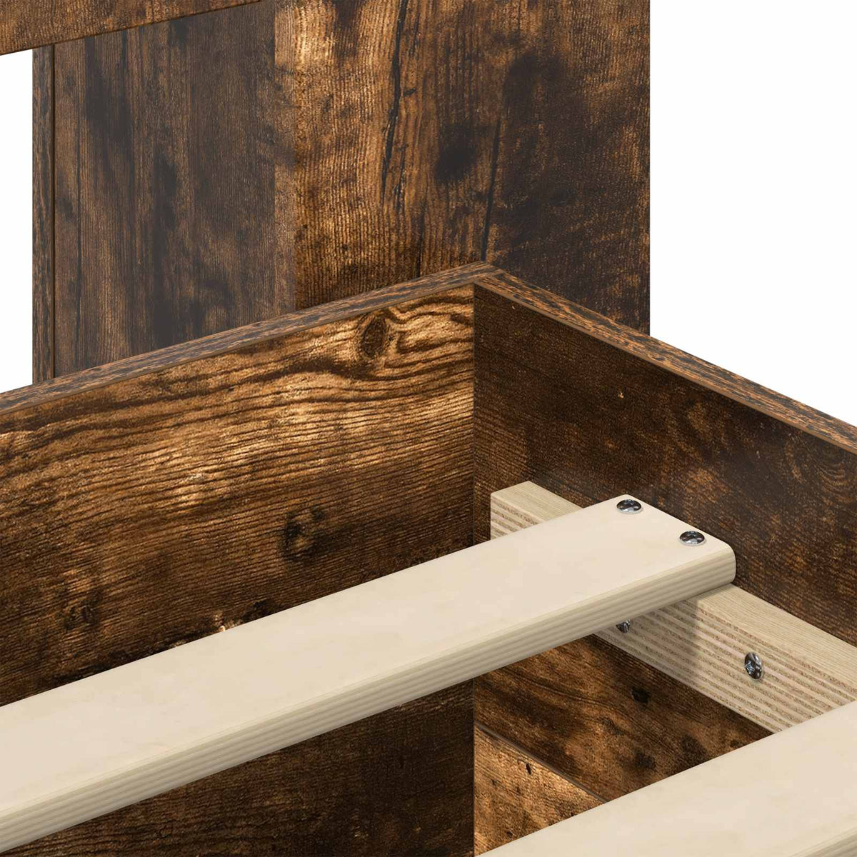 Bed Frame with Storage Smoked Oak 150 x 200 cm Engineered Wood