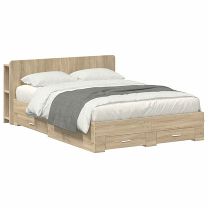 Bed Frame with Storage Sonoma Oak 150 x 200 cm Engineered Wood