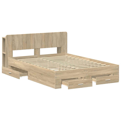 Bed Frame with Storage Sonoma Oak 150 x 200 cm Engineered Wood