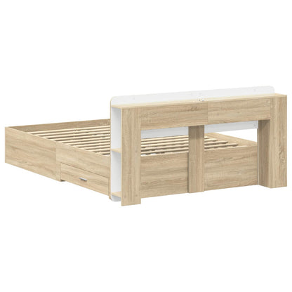 Bed Frame with Storage Sonoma Oak 150 x 200 cm Engineered Wood