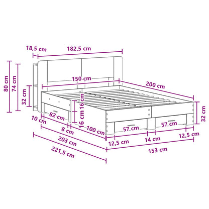 Bed Frame with Storage Sonoma Oak 150 x 200 cm Engineered Wood