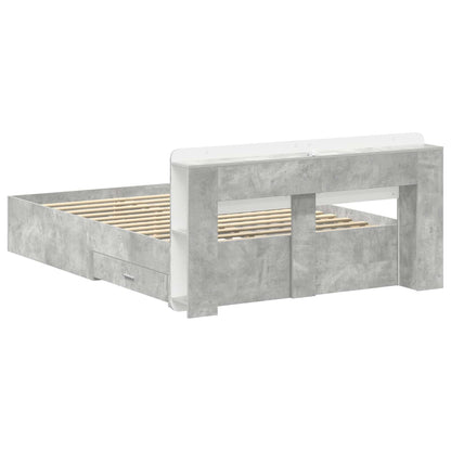 Bed Frame with Storage Concrete Grey 160 x 200 cm
