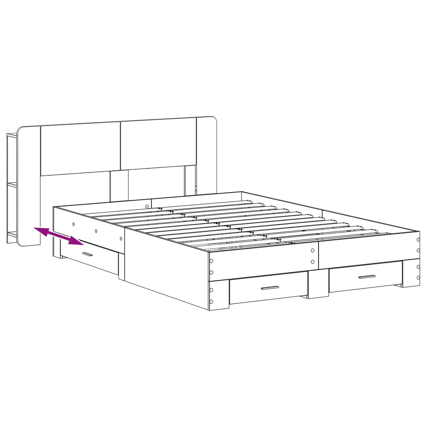 Bed Frame with Storage Grey Sonoma 160 x 200 cm Engineered Wood