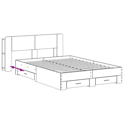 Bed Frame with Storage Grey Sonoma 160 x 200 cm Engineered Wood