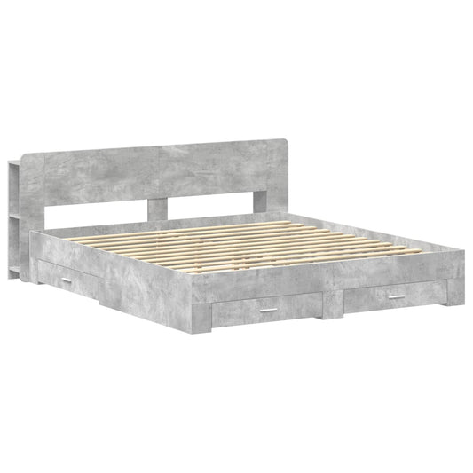 Bed Frame with Storage Concrete Grey 200 x 200 cm