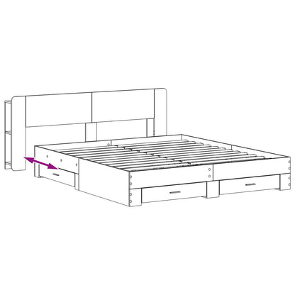 Bed Frame with Storage Concrete Grey 200 x 200 cm