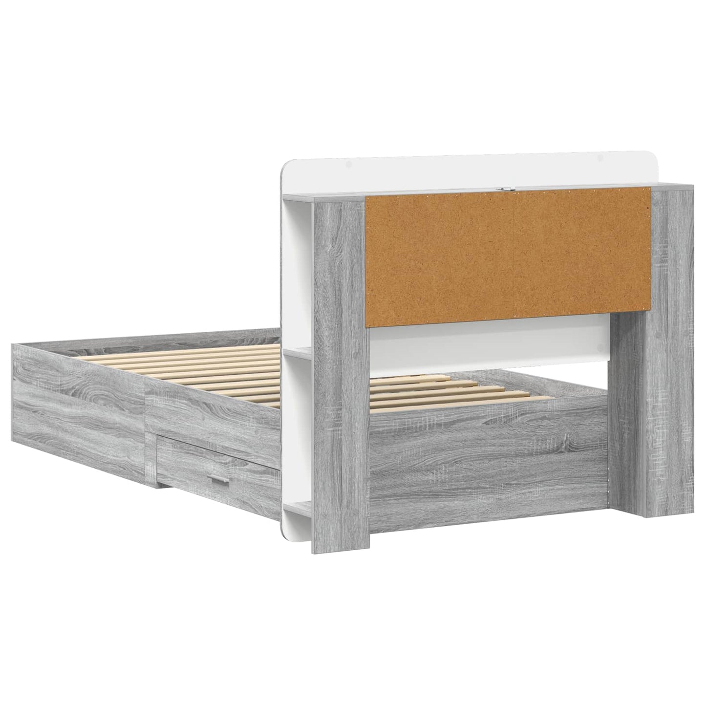 Bed Frame with Storage Grey Sonoma 75 x 190 cm Engineered Wood