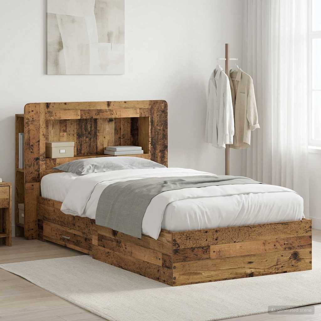 Bed Frame with Storage Old Wood 80 x 200 cm Engineered Wood