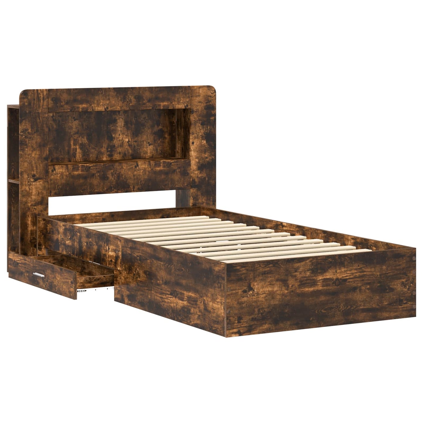 Bed Frame with Storage Smoked Oak 80 x 200 cm Engineered Wood