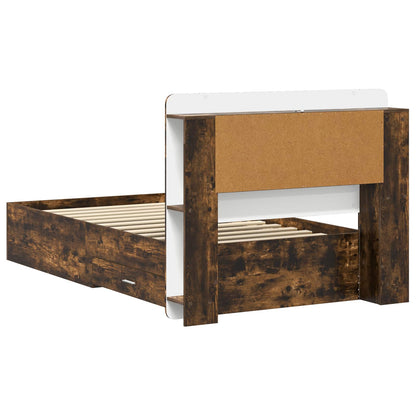 Bed Frame with Storage Smoked Oak 80 x 200 cm Engineered Wood