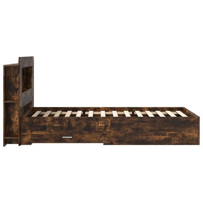 Bed Frame with Storage Smoked Oak 80 x 200 cm Engineered Wood