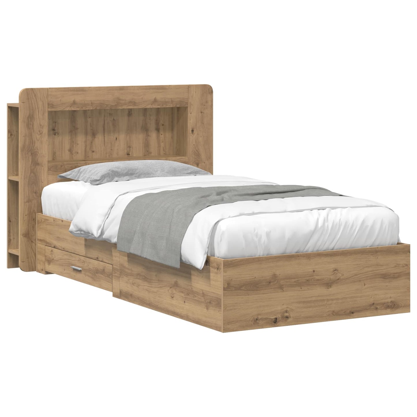 Bed Frame with Storage Artisan Oak 90 x 190 cm Engineered Wood