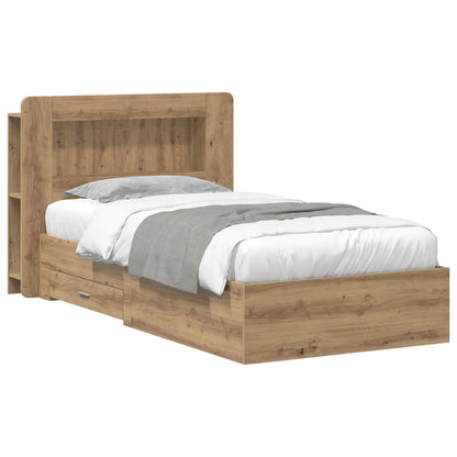Bed Frame with Storage Artisan Oak 90 x 190 cm Engineered Wood