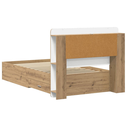 Bed Frame with Storage Artisan Oak 90 x 190 cm Engineered Wood