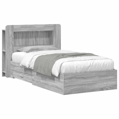 Bed Frame with Storage Grey Sonoma 90 x 190 cm Engineered Wood