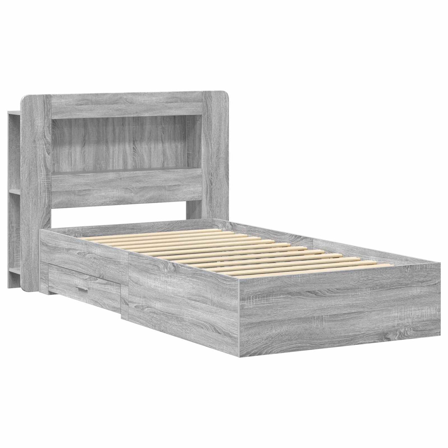 Bed Frame with Storage Grey Sonoma 90 x 190 cm Engineered Wood