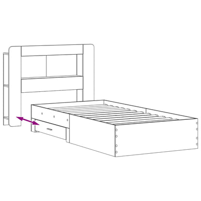 Bed Frame with Storage Smoked Oak 90 x 190 cm Engineered Wood