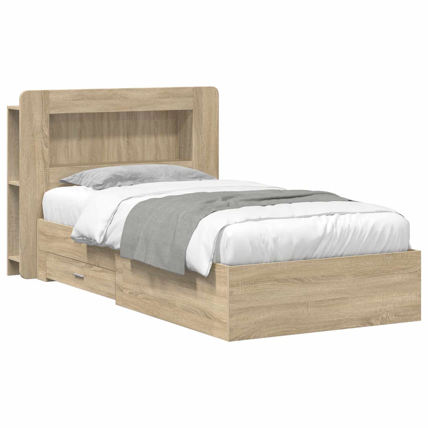 Bed Frame with Storage Sonoma Oak 90 x 190 cm Engineered Wood