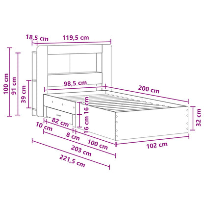 Bed Frame with Storage Grey Sonoma 100 x 200 cm Engineered Wood