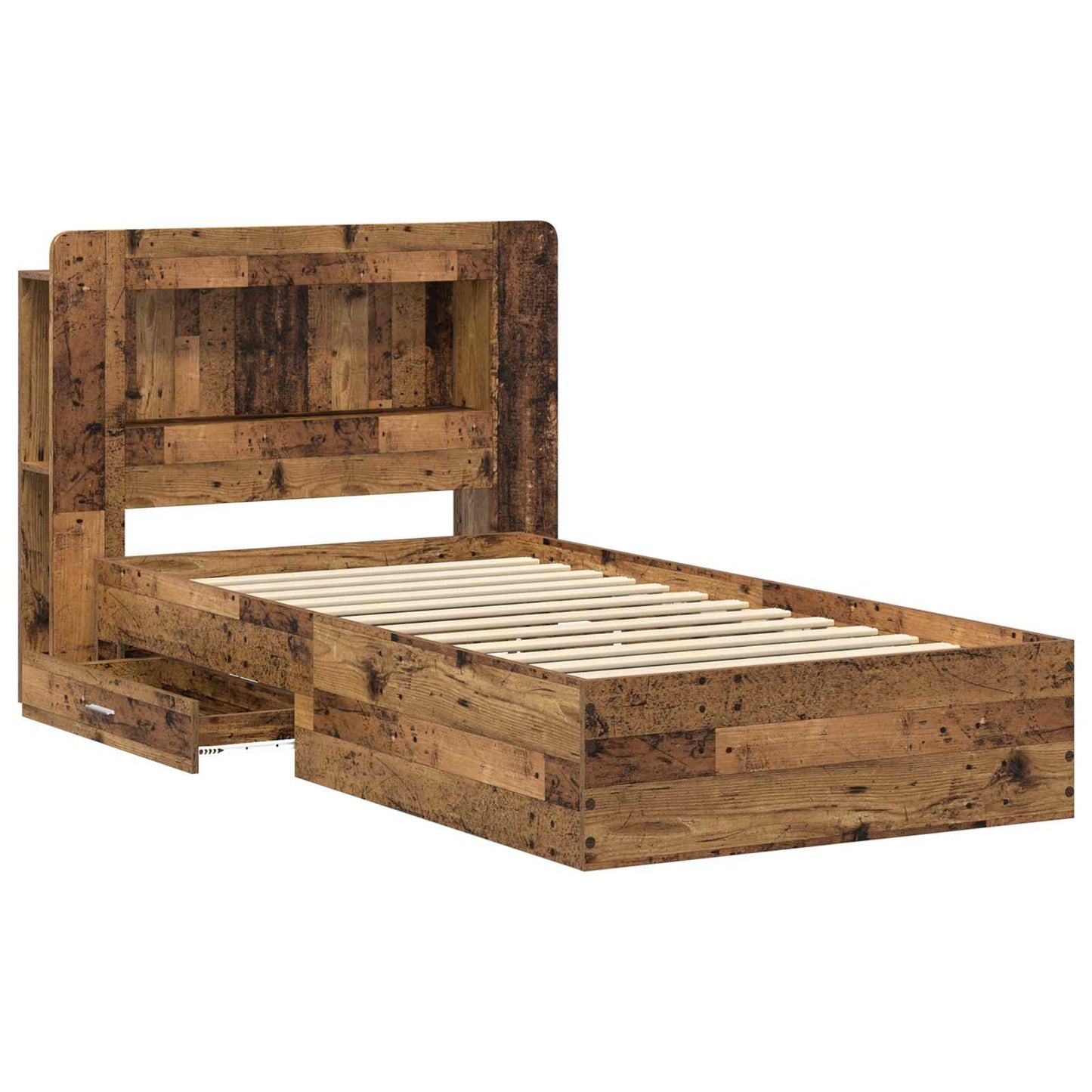 Bed Frame with Storage Old Wood 100 x 200 cm Engineered Wood