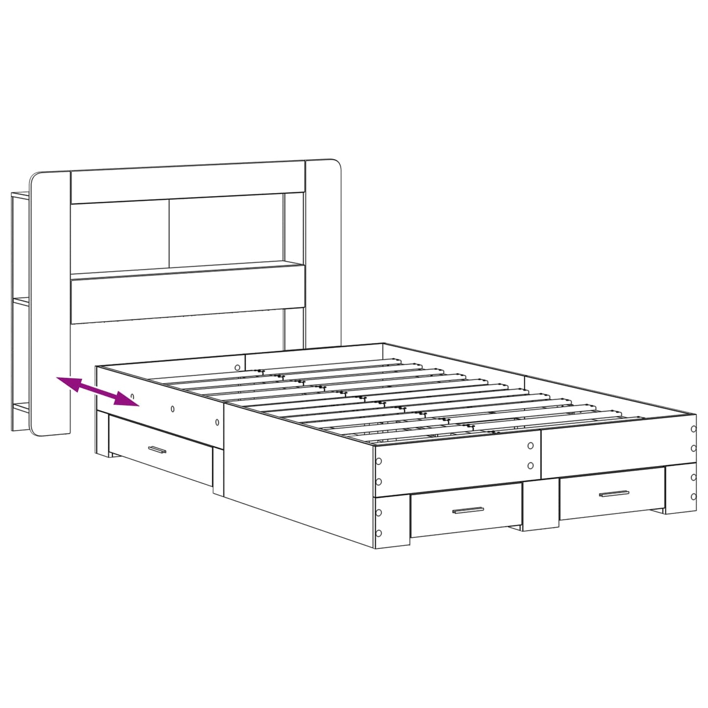 Bed Frame with Storage Grey Sonoma 120 x 190 cm Engineered Wood