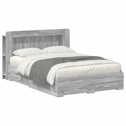 Bed Frame with Storage Grey Sonoma 140 x 200 cm Engineered Wood