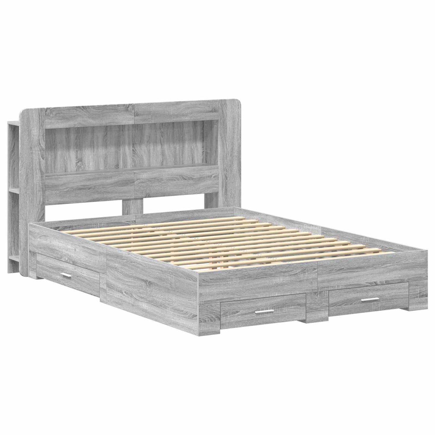 Bed Frame with Storage Grey Sonoma 140 x 200 cm Engineered Wood