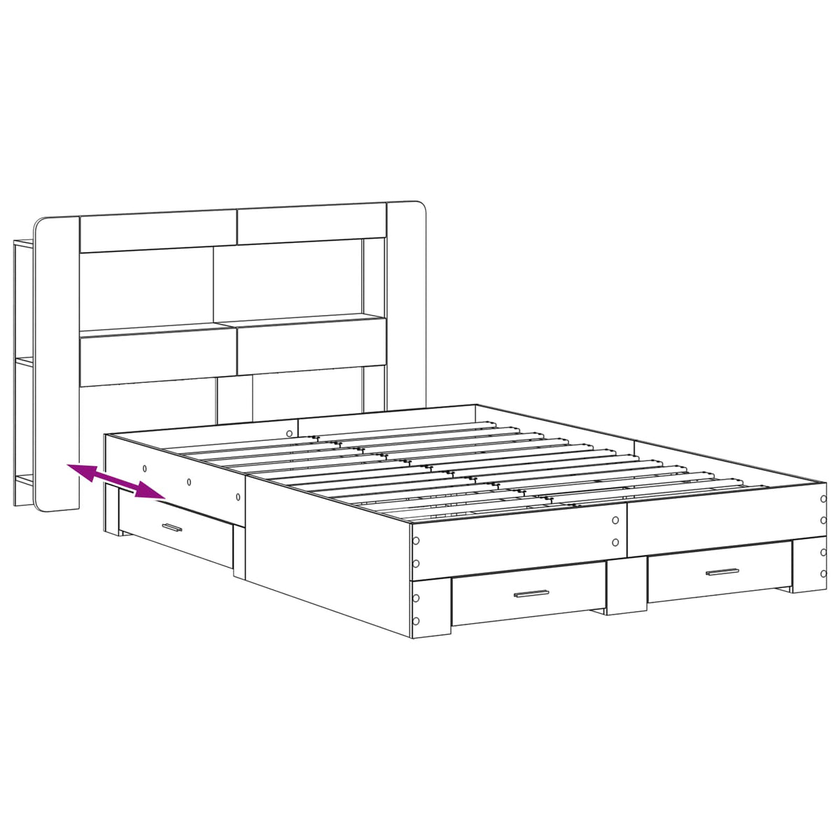 Bed Frame with Storage Grey Sonoma 140 x 200 cm Engineered Wood
