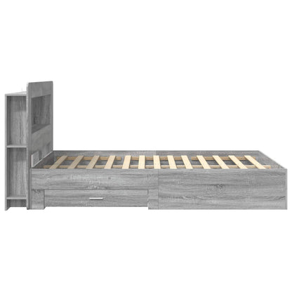 Bed Frame with Storage Grey Sonoma 140 x 200 cm Engineered Wood