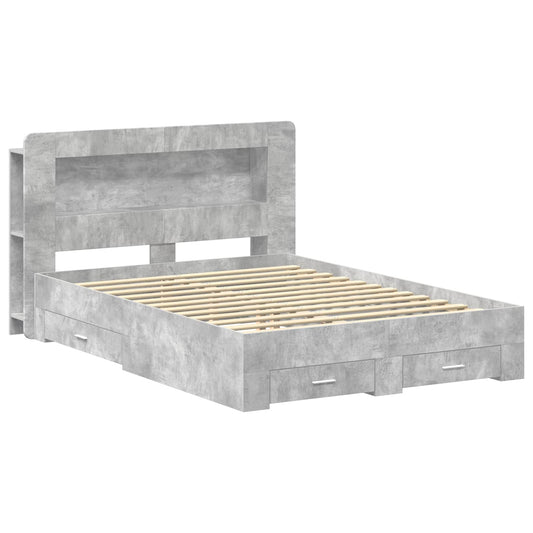 Bed Frame with Storage Concrete Grey 150 x 200 cm
