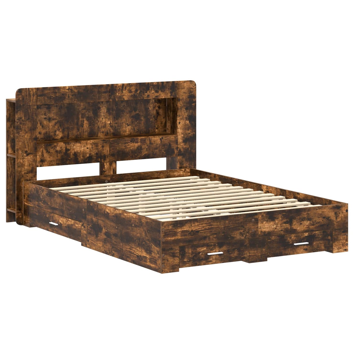 Bed Frame with Storage Smoked Oak 150 x 200 cm Engineered Wood