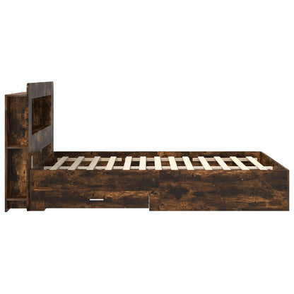 Bed Frame with Storage Smoked Oak 150 x 200 cm Engineered Wood