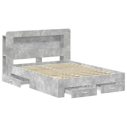 Bed Frame with Storage Concrete Grey 160 x 200 cm