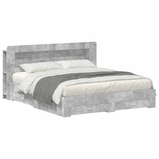 Bed Frame with Storage Concrete Grey 200 x 200 cm