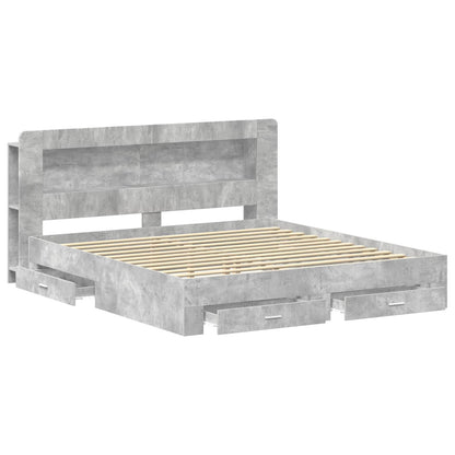 Bed Frame with Storage Concrete Grey 200 x 200 cm