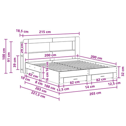 Bed Frame with Storage Concrete Grey 200 x 200 cm