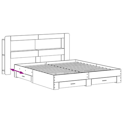 Bed Frame with Storage Grey Sonoma 200 x 200 cm Engineered Wood