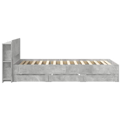 Bed Frame with Storage with Headboard Concrete Grey 75 x 190 cm