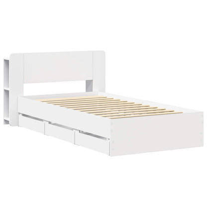 Bed Frame with Storage White 75 x 190 cm Engineered Wood