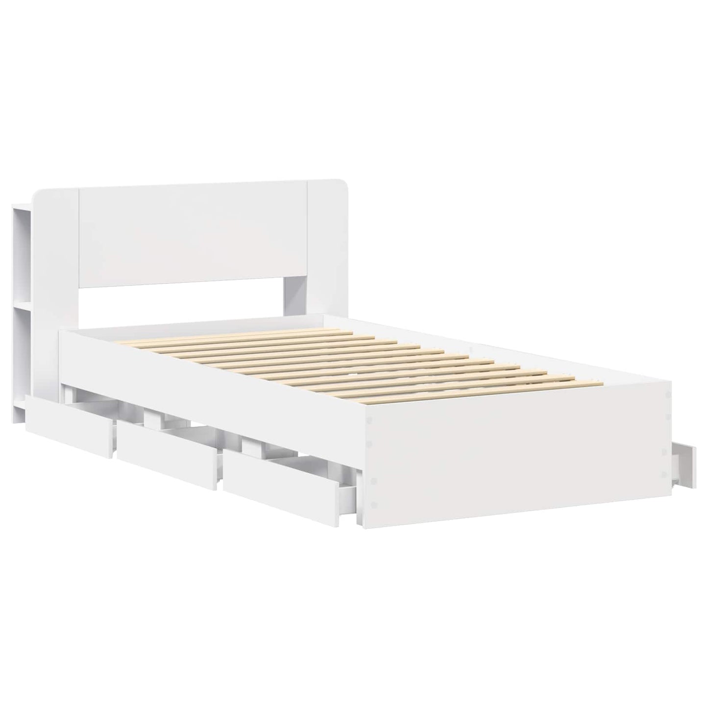 Bed Frame with Storage White 75 x 190 cm Engineered Wood