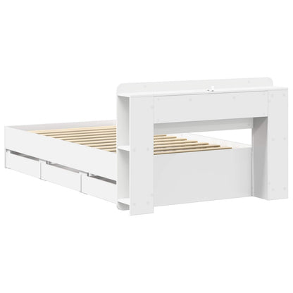 Bed Frame with Storage White 75 x 190 cm Engineered Wood