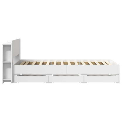 Bed Frame with Storage White 75 x 190 cm Engineered Wood