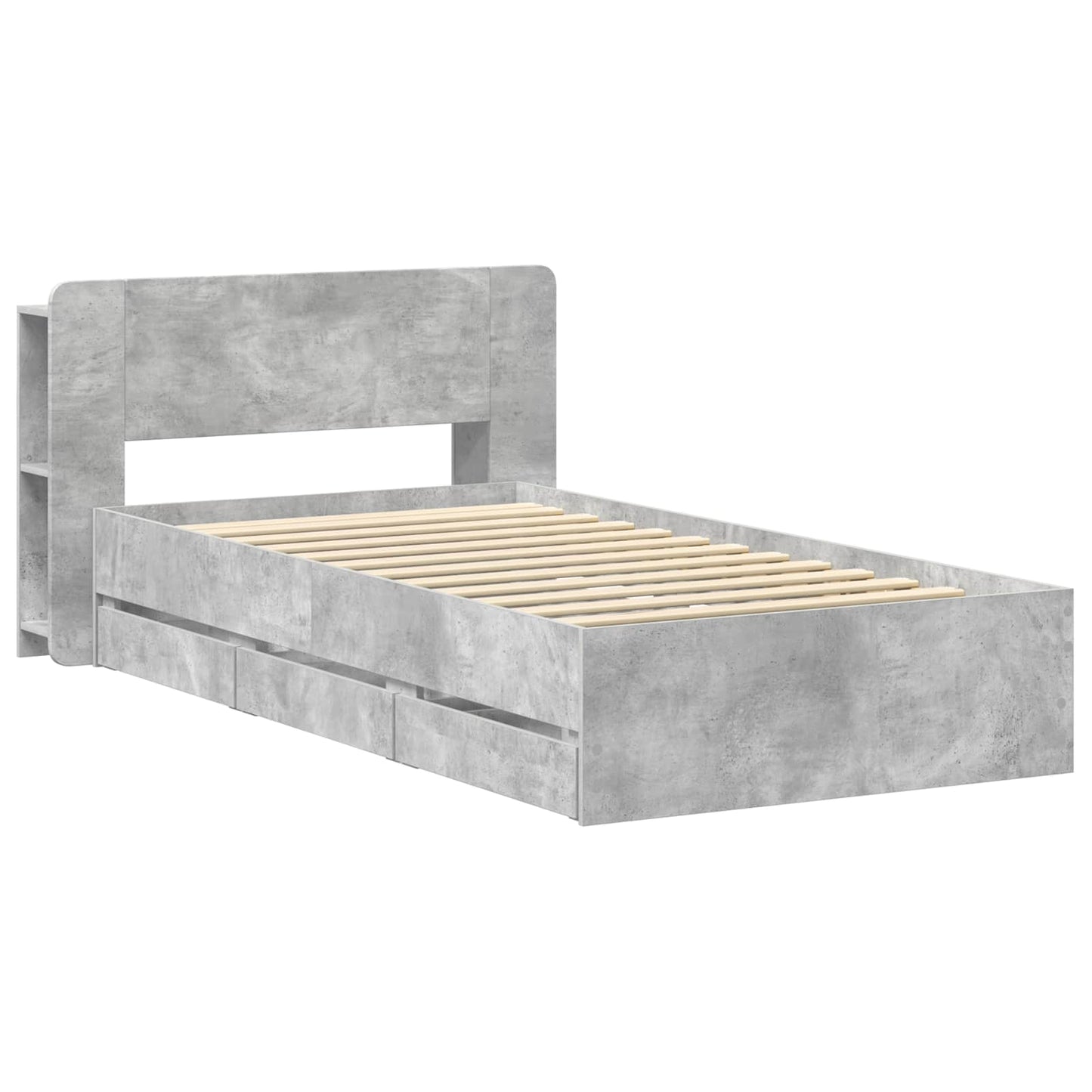 Bed Frame with Storage with Headboard Concrete Grey 80 x 200 cm
