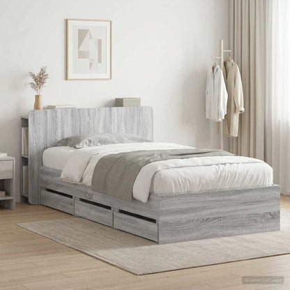 Bed Frame with Storage and Headboard Grey Sonoma 80 x 200 cm