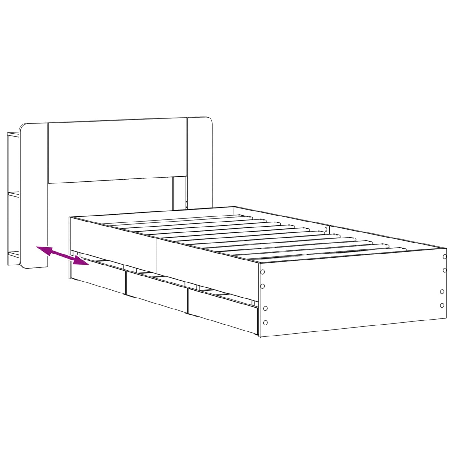 Bed Frame with Storage and Headboard Grey Sonoma 80 x 200 cm