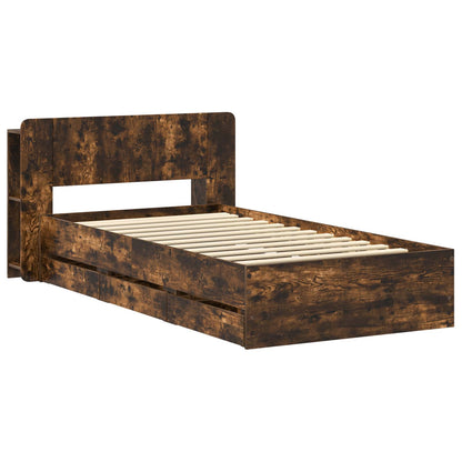 Bed Frame with Storage Smoked Oak 80 x 200 cm Engineered Wood