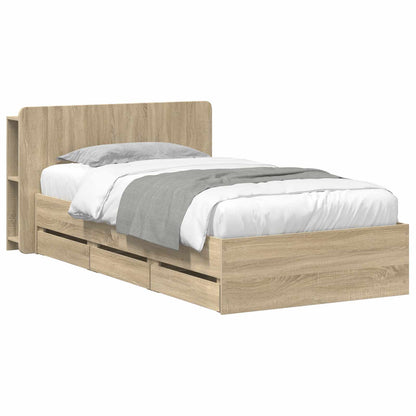 Bed Frame with Storage Sonoma Oak 80 x 200 cm Engineered Wood