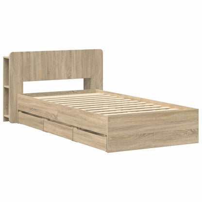 Bed Frame with Storage Sonoma Oak 80 x 200 cm Engineered Wood